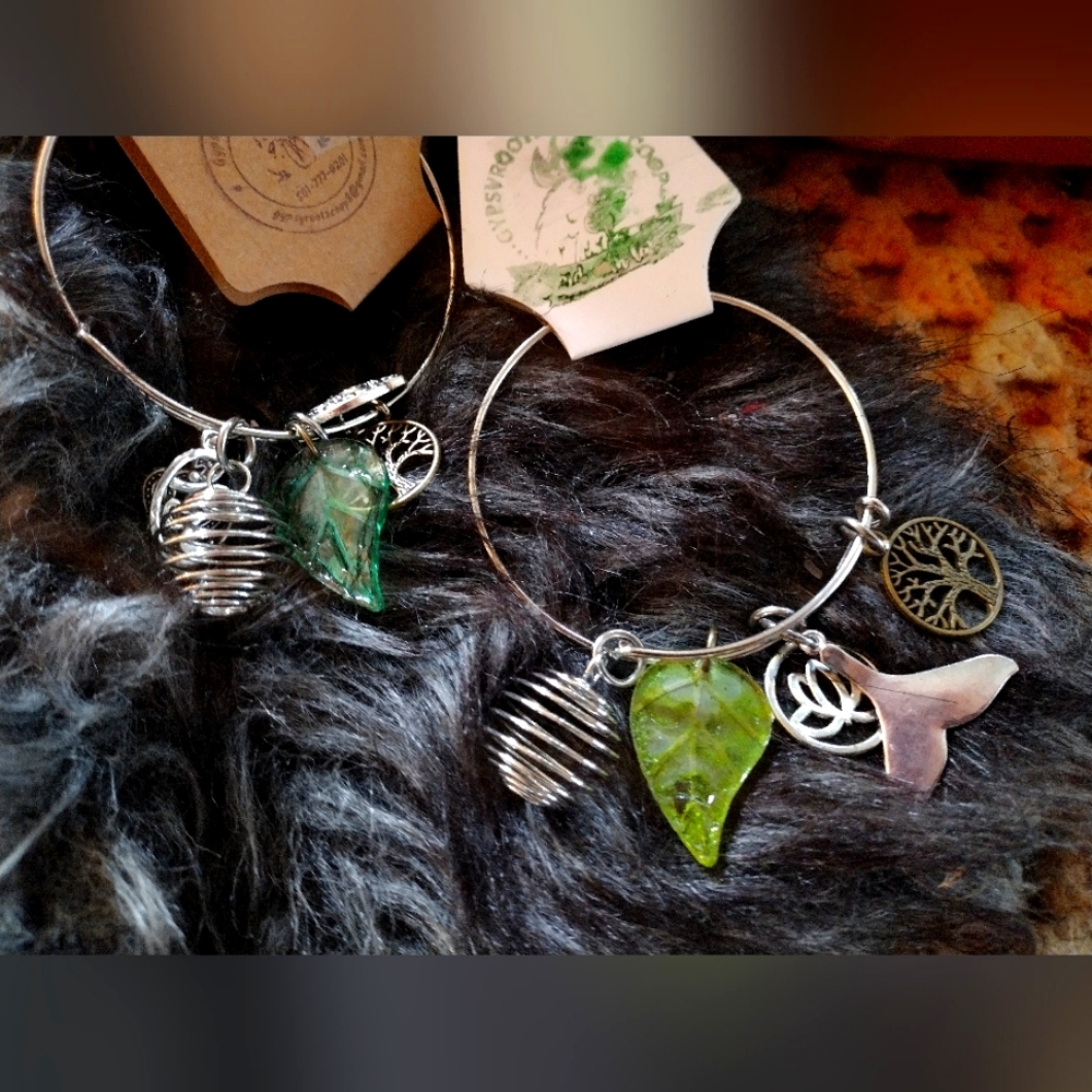 Spiral cage charm bracelets